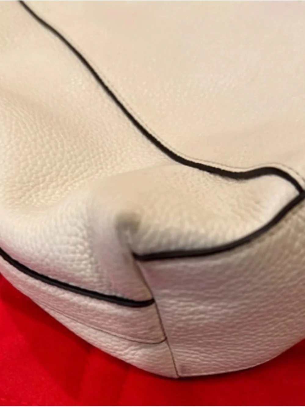 Coach Cream Pebbled Leather Shoulder Bag with Gold Hardware